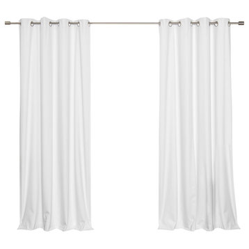 Linen Textured Grommet Thermal Total Blackout Curtains, White, 52"x108"