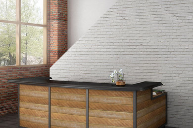 Reception Desk - Steel, Reclaimed Poplar, Granite