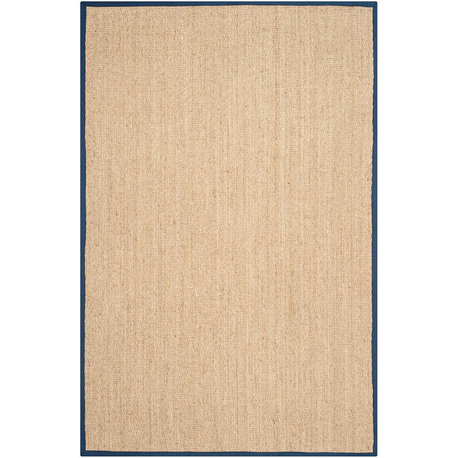 Safavieh Natural Fiber Nf115E Damask Rug, Natural/Blue, 2'6" X 4'0"
