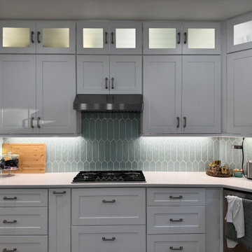 Transitional Serenity: White & Teal Kitchen Transformation