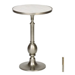 Prima - Ivy Accent Table With Inset Granite Top, Pewter - Side Tables And End Tables