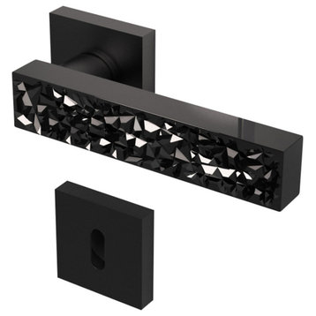 Feodora Modern Cut Crystal Passage WC Door Handle, Black