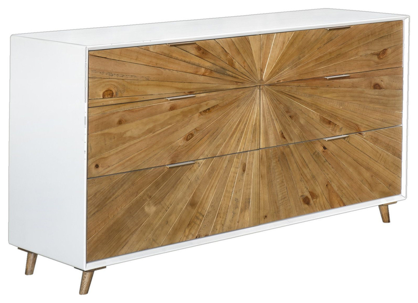 Casablanca 6-Drawer Dresser, White/Light Brown - Midcentury - Dressers ...