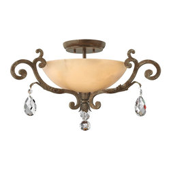 Fredrick Ramond Barcelona 3-Light Semi-Flush Mount in French Marble Finish - Flush-mount Ceiling Lighting