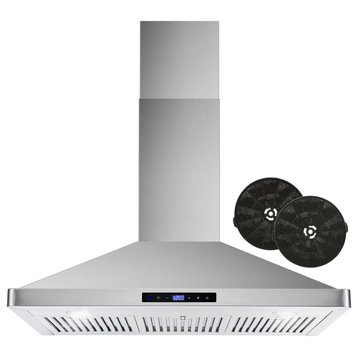 36 in. Ductless Wall Mount Range Hood in Stainless Steel with Touch Controls