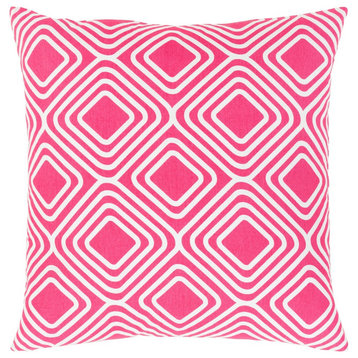 Miranda by Clairebella Pillow Cover, Bright Pink/White, 20' x 20'