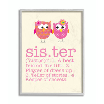 Stupell Industries Definition Of Sister with Pink Owls, 11 x 14