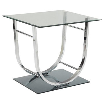 Coaster Contemporary Glass Top End Table with U-Shaped Base in Chrome