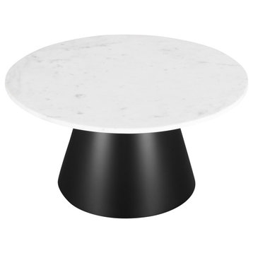 Inspired Home Kainen Coffee Table, Natural Marble Stone, Black