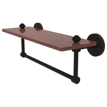 South Beach 16" Solid Wood Shelf with Towel Bar, Oil Rubbed Bronze