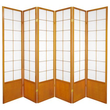 6' Tall Zen Shoji Screen, Honey, 6 Panels