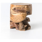 Four Hands Furniture - Teak Stool-Aged Natural Teak - Natural teak roots add a touch of organic texture to spaces indoors or out. Each has unique character, with dramatic highs and lows in the finish. Over time, teak weathers and greys in the sun for a found feel. Safe for outdoor spaces — cover or store indoors during inclement weather and when not in use.
