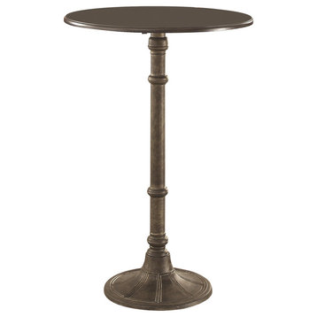 Coaster Traditional Round Ornate Pedestal Wood Bar Table in Brown