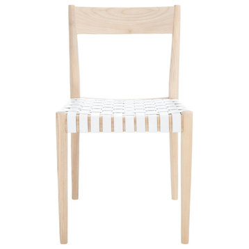 Brad Leather Dining Chair set of 2 White / Natural