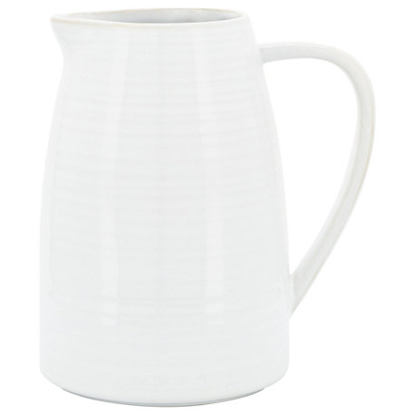 Ceramic 8"H Pitcher, White