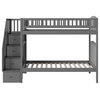 Pemberly Row Traditional Staircase Bunk Twin Over Twin in Gray