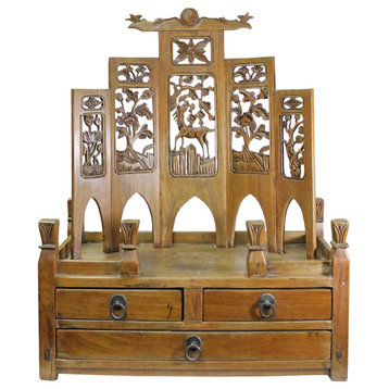 Chinese Vintage Style Carving Display Shrine Chest Stand Hcs5001