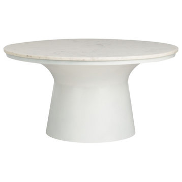 Lana Pedestal Coffee Table White Marble/ White