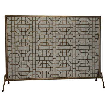 Burnished Gold Iron Fire Screen