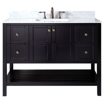 Winterfell 48" Single Bathroom Vanity, Espresso, No Mirror_square Sink
