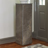 Gorgeous Modern Gray Marble Slab Pedestal Table, Minimalist Veined Tall Block