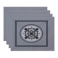 Kaleidoscope Geometric Print Placement, Rain Cloud, Set of 4