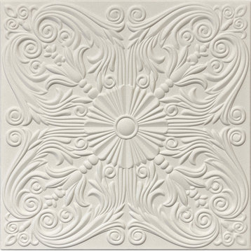 20"x20" R39 Styrofoam Ceiling Tile, Antique White Matte