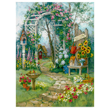 Barbara Mock ' Country Garden Arbor' Canvas Art