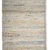 Hand Woven Ivory & Blue Wool + Jute Striped Loop Rug by Tufty Home, 2.5x9