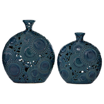 Eclectic Blue Ceramic Vase Set 57488