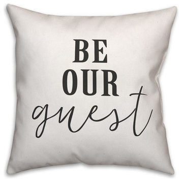 Be Our Guest Black and White 18"x18" Outdoor Throw Pillow