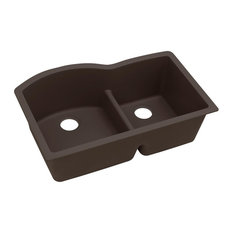 Elkay Quartz Luxe Offset 60/40 Double Bowl Sink with Aqua Divide, Chestnut