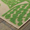 Costa Botanical Leaves Sand and Green Indoor/Outdoor Area Rug, 1'10"x3'3"