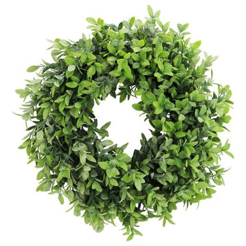 Admired By Nature Artificial Frosted English Boxwood Wreath, 18"