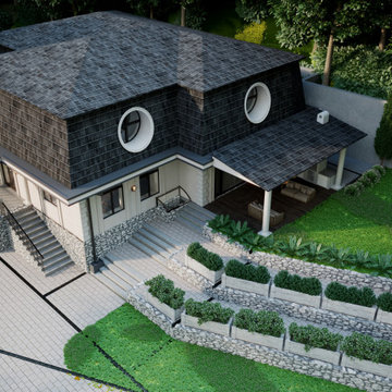 Classical House Exterior Transformation & Multi-Level Landscape Design