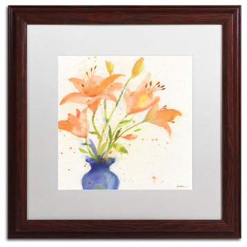Sheila Golden 'Tiger Lily Bouquet' Framed Art, Wood Frame, 16"x16", White Matte
