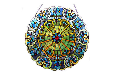 23" Stained Glass Webbed Heart Window / Wall Panel