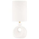 Hudson Valley - Hudson Valley Penonic 1-LT Table Lamp L1850-AGB/CWS, Aged Brass/White - This 1-LT Table Lamp from Hudson Valley has a finish of Aged Brass/White Ceramic and fits in well with any Transitional style decor.