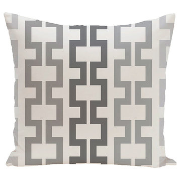 Cuff-Links Geometric Print Pillow, Steel Gray, 20"x20"