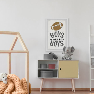 "Boys Will Be Boys-Football" Framed Painting Print