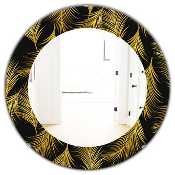 Designart Feathers 23 Modern Bathroom Frameless Oval Or Round Wall Mirror, 32x32