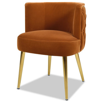 Misty Mid-Century Glam Barrel Accent Chair, Burnt Orange Performance Velvet