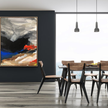 "Cloudy" 60x40 IN blue white abstract Art Large Modern Painting MADE TO ORDER
