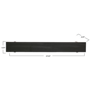 47.25 Inches Wood and Metal Wall Shelf, Black
