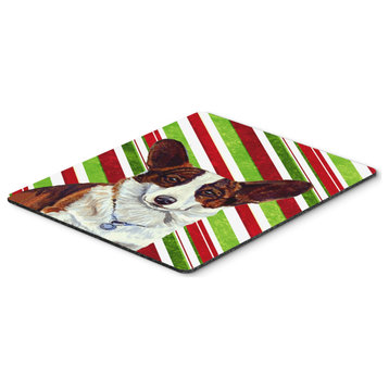 Corgi Candy Cane Holiday Christmas Mouse Pad/Hot Pad/Trivet