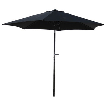 St. Kitts Aluminum Tilt and Crank 8' Outdoor Umbrella, Dark Gray/Black