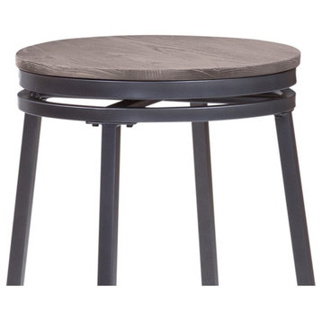 American Woodcrafters Chesson Gray Metal and Wood Backless Counter Stool