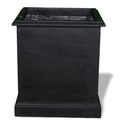 Amedeo Design, LLC - USA - Resin Stone Square Framed Planter, Black, No Drainage - Outdoor Pots And Planters