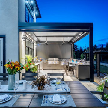 Twin Adjustable StruXure Pergolas with Outdoor Kitchen & Seating Area