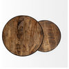 Clapp IV Medium Brown Solid Wood w/Black Iron Frame Nesting Tables